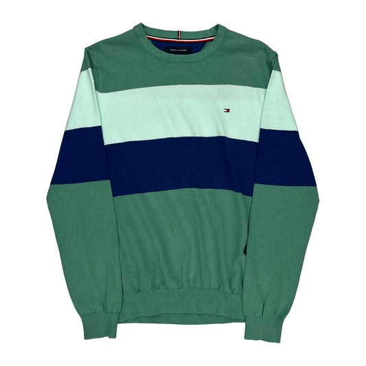 Tommy Hilfiger Striped Jumper - Medium Blue Cotton