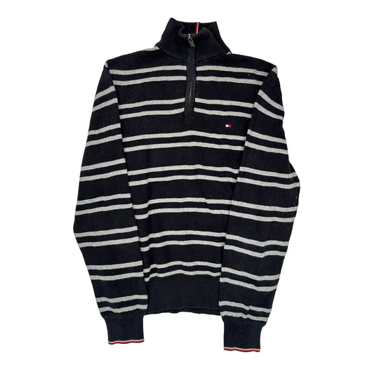 Tommy Hilfiger Striped 1/4 Zip - XS Grey Cotton