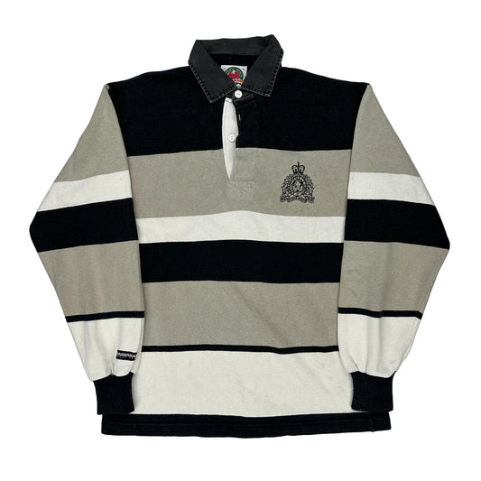 Barbarian Striped Rugby Shirt - Medium Black Cotton