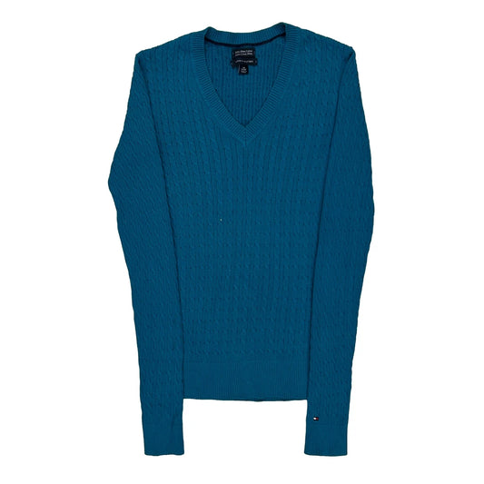 Tommy Hilfiger Cable Knit Jumper - XS Blue Cotton
