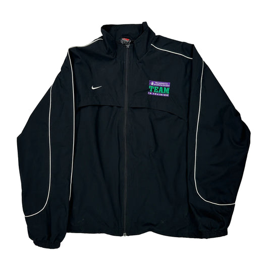 Nike Graphic Jacket - Large Black Polyester