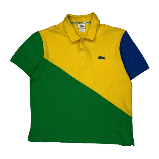 Vintage Lacoste Asymmetric Polo Shirt - XL Multicoloured Cotton