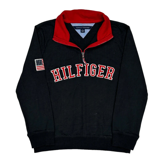 Age 12-14 Tommy Hilfiger Spellout Long Sleeve T-Shirt - Medium Black Cotton