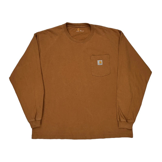 Carhartt Long Sleeve T-Shirt - XL Brown Cotton