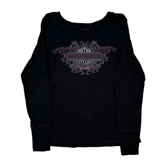 Live To Ride Harley Davidson Graphic Long Sleeve T-Shirt - XL Black Cotton