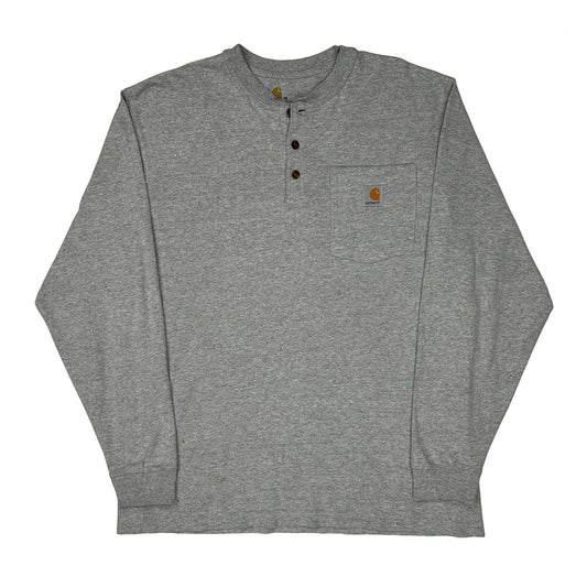 Carhartt Long Sleeve T-Shirt - Medium Grey Cotton Blend