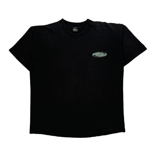 Vintage Surfing Quiksilver Graphic T-Shirt - Large Black Cotton