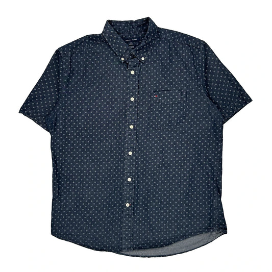 Tommy Hilfiger Short Sleeve Shirt - Large Navy Cotton