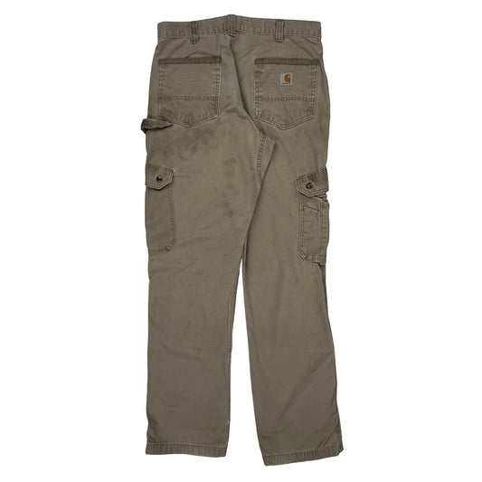 Carhartt Double Knee Cargo Trousers - 33W 34L Khaki Cotton