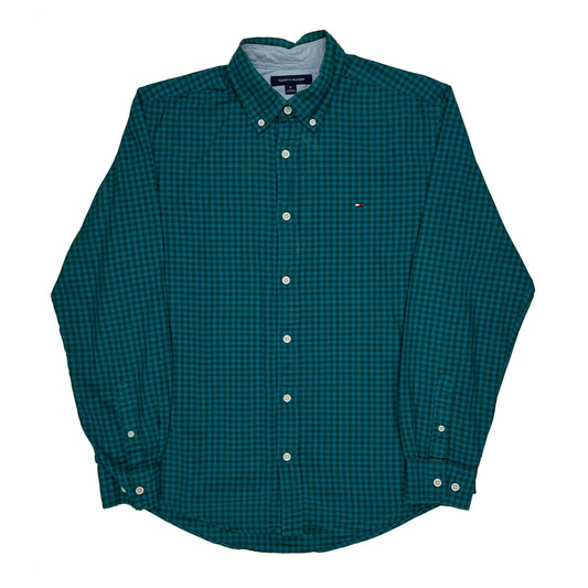 Vintage Tommy Hilfiger Checked Shirt - Medium Green Cotton