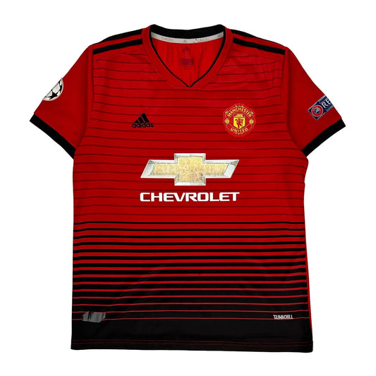 2018 Manchester United Adidas Striped Football Shirt - Large Red Polyester