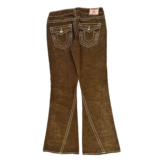 True Religion Boot Cut Cord Trousers - 32″ Waist Brown Cotton Blend