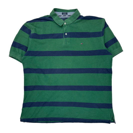 Tommy Hilfiger Striped Polo Shirt - 2XL Green Cotton