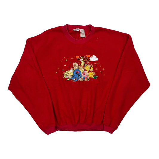 Vintage Disney Cartoon Sweatshirt - XL Red Cotton