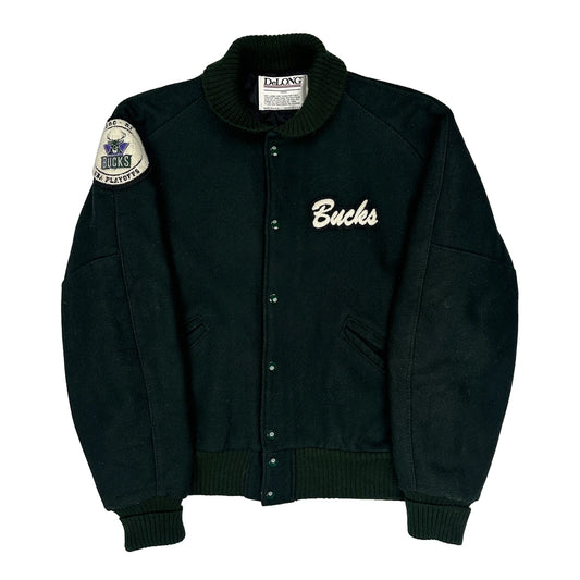 Milwaukee Bucks Delong Made In USA Varsity Jacket - No Size Green Wool