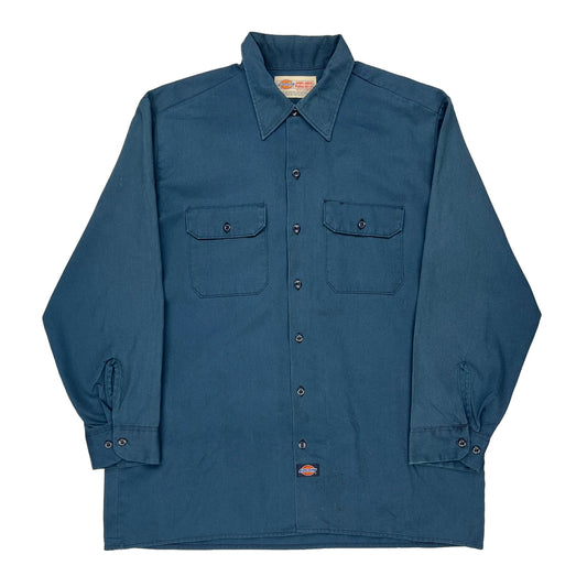 Dickies Shirt - XL Blue Polyester Blend