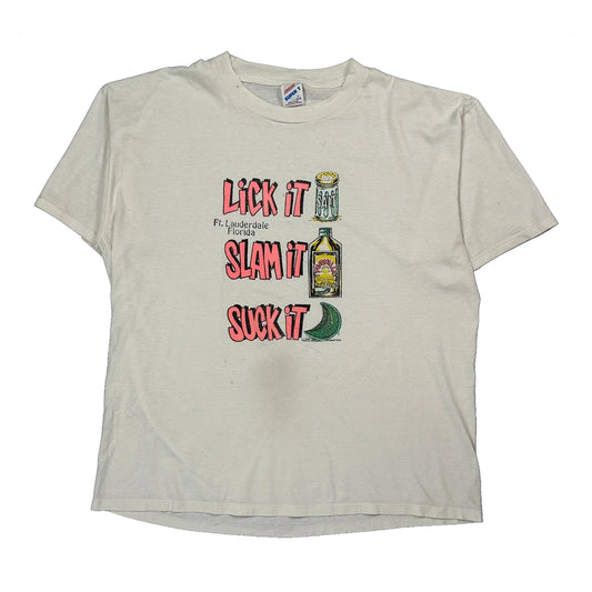 Ft. Lauderdale Florida Jerzees Tequila Graphic T-Shirt - XL White Cotton