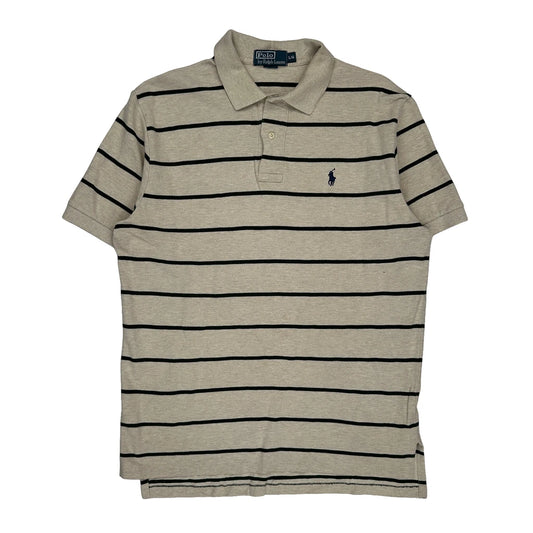 Polo By Ralph Lauren Striped Polo Shirt - Large Beige Cotton