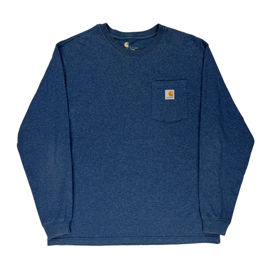 Carhartt Long Sleeve T-Shirt - Large Blue Cotton Blend