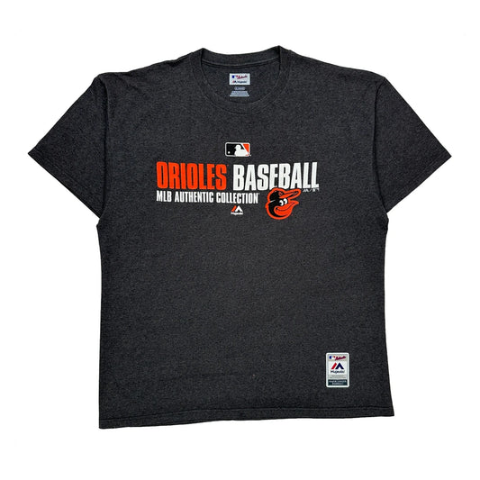 Vintage Orioles Majestic Mlb T-Shirt - XL Grey Cotton