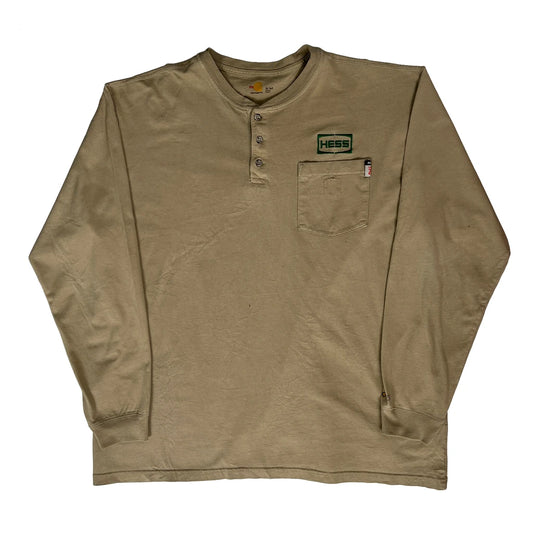 Vintage Carhartt Tall Long Sleeve T-Shirt - XL Beige Cotton