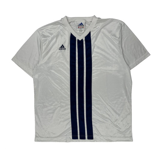 Adidas Striped Football Shirt - XL White Polyester