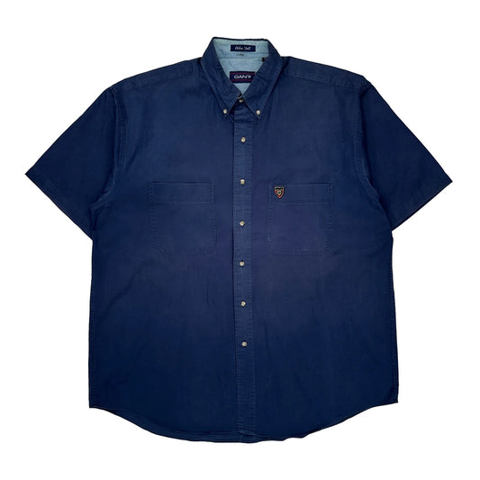 Vintage Chelsea Twill Gant Short Sleeve Shirt - Large Blue Cotton