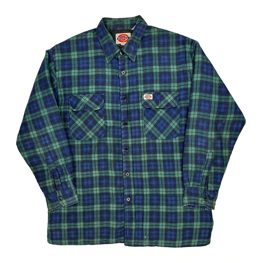 Dickies Checked Flannel Shirt - Large Blue Cotton
