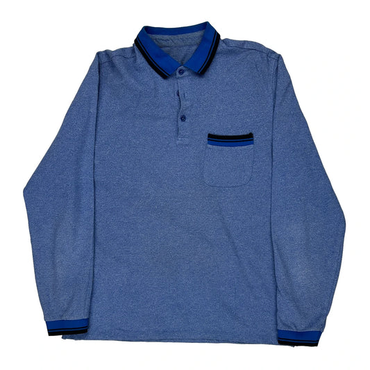 Armani Exchange Polo Shirt - Large Blue Cotton Blend