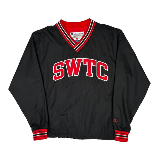 Swtc Champion Spellout Varsity Jacket - Medium Black Nylon