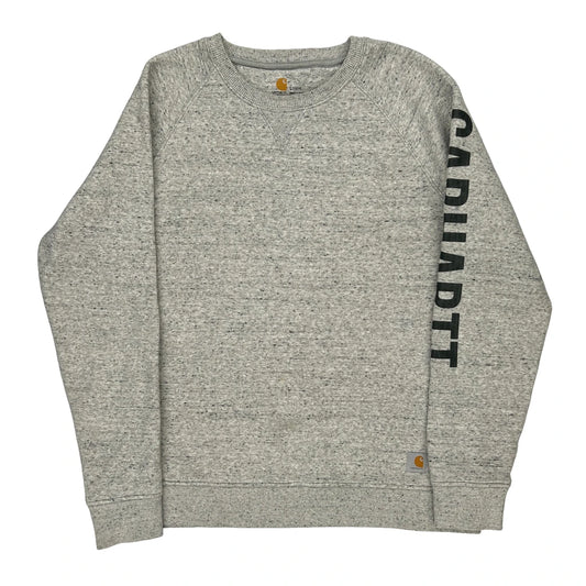 Age 12-13 Carhartt Spellout Sweatshirt - Large Grey Cotton Blend