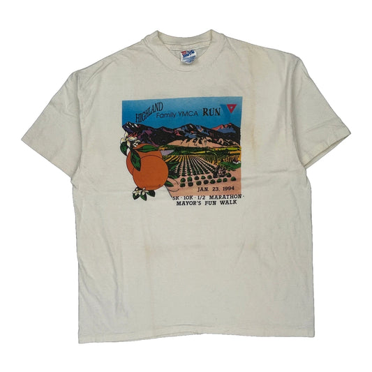 Hanes Single Stitch T-Shirt - XL Cream Cotton