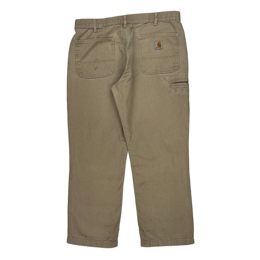 Workwear Carhartt Carpenter Trousers - 35W 28L Beige Cotton