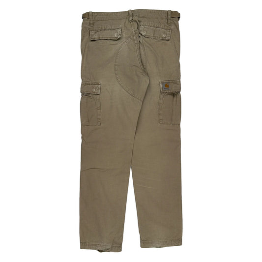 Carhartt Cargo Trousers - 32W 31L Khaki Cotton Blend