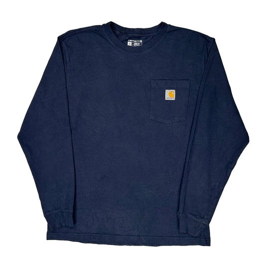 Carhartt Long Sleeve T-Shirt - Medium Navy Cotton