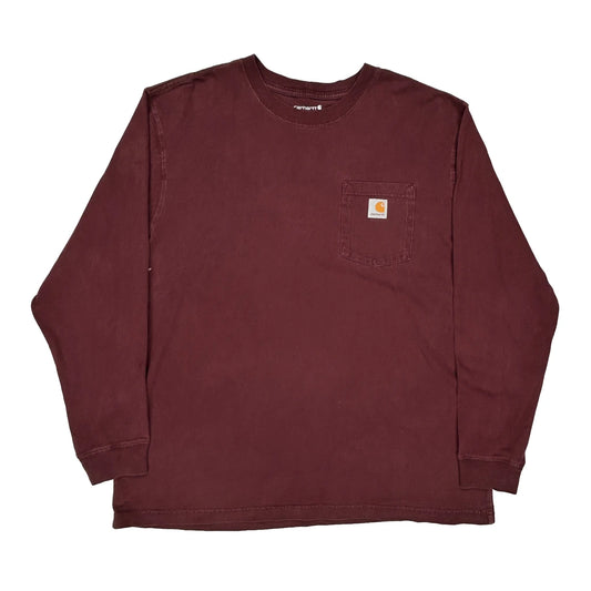 Carhartt Long Sleeve T-Shirt - XL Burgundy Cotton