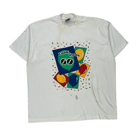 Birthday Fruit Of The Loom Graphic T-Shirt - 2XL White Cotton Blend