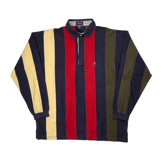 Vintage Gant Striped Rugby Shirt - XL Multicoloured Cotton