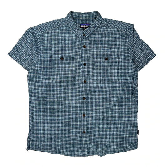 Patagonia Checked Short Sleeve Shirt - XL Blue Cotton