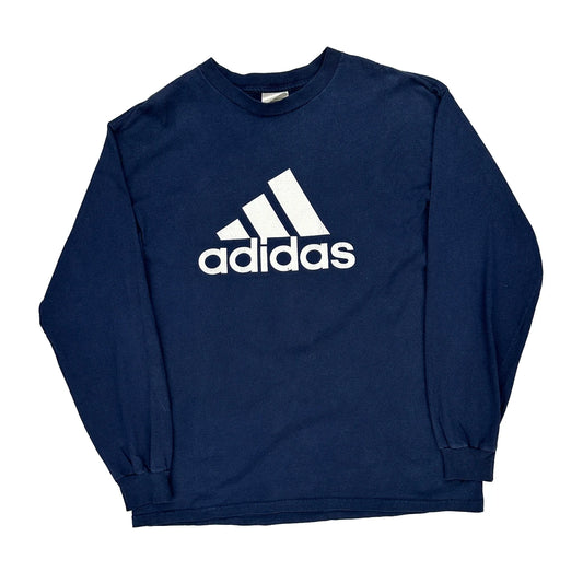 Adidas Long Sleeve T-Shirt - Medium Navy Cotton