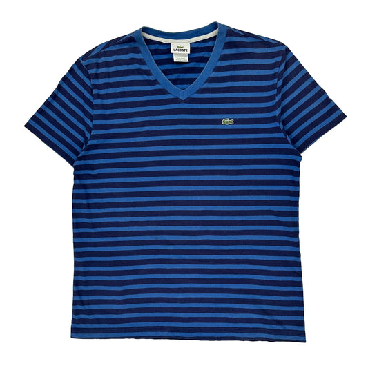 Lacoste Striped T-Shirt - Medium Blue Cotton