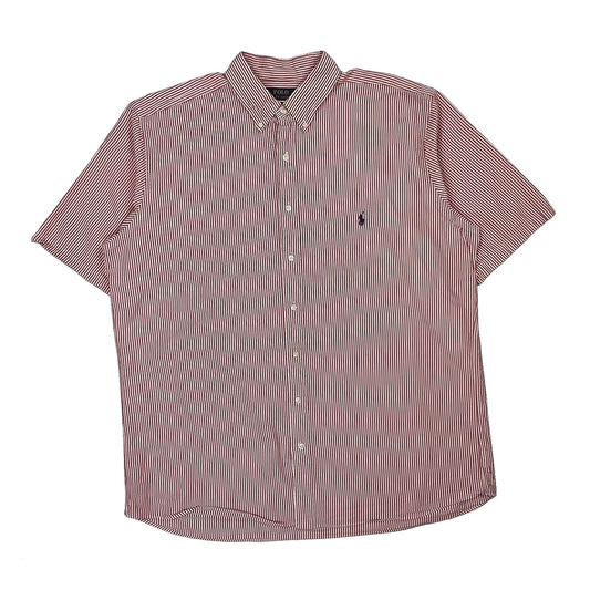 Tall Polo By Ralph Lauren Striped Short Sleeve Shirt - XL Red Cotton
