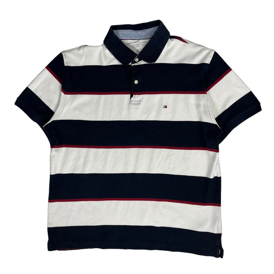 Tommy Hilfiger Striped Polo Shirt - XL Navy Cotton