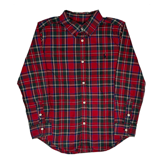 Age 6-7 Ralph Lauren Checked Flannel Shirt - Small Red Cotton