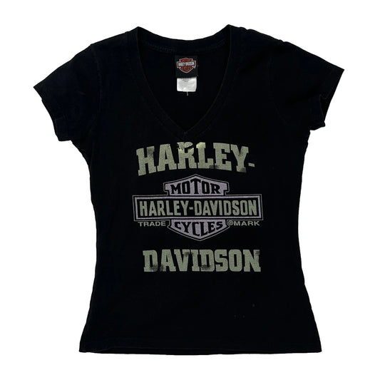 Hollywood Harley Davidson Graphic T-Shirt - Medium Black Cotton