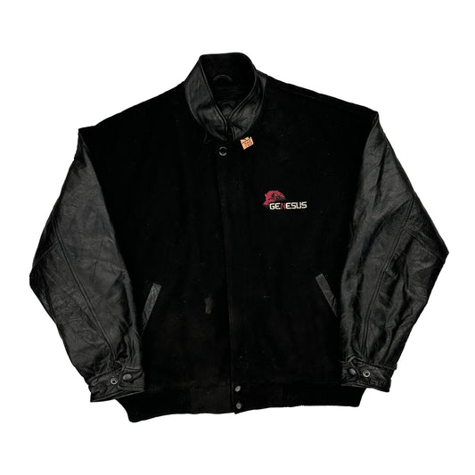 Outer Boundary Varsity Jacket - Large Black Wool Blend