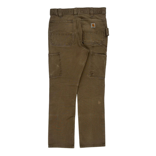 Workwear Carhartt Double Knee Carpenter Trousers - 32W 28L Brown Cotton Blend