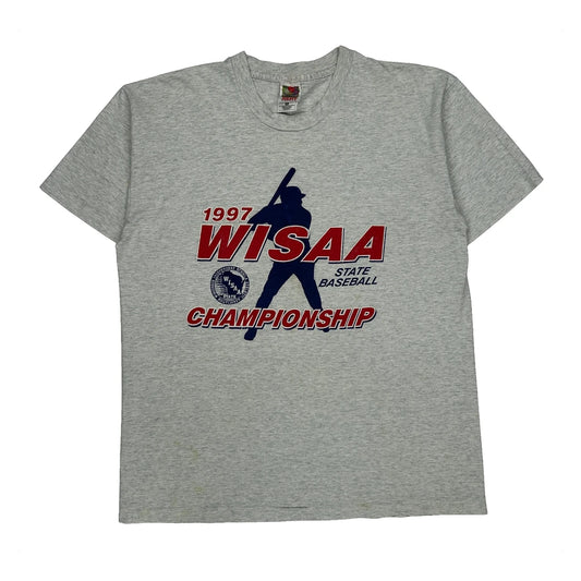 Wisaa State Baseball Championship Fruit Of The Loom Graphic T-Shirt - XL Grey Cotton