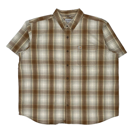 Carhartt Checked Short Sleeve Shirt - 3XL Brown Cotton