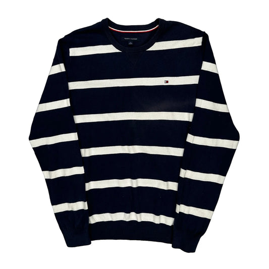 Tommy Hilfiger Striped Jumper - Large Navy Cotton